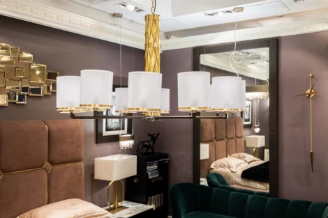 Подвесная люстра L'Arte Luce Flaire L31412 brass, black, white shade (220V, на цепи)