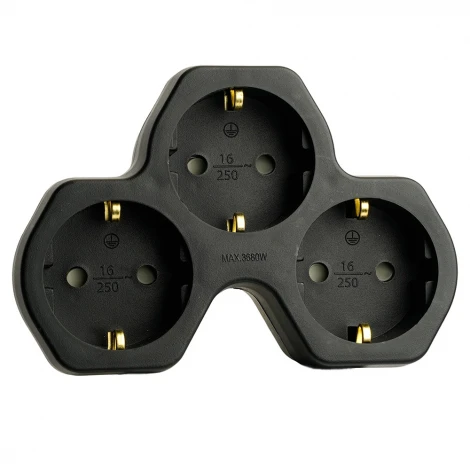 Разветвитель сетевой 3-х местный с заземлением (черный) Stekker 50108