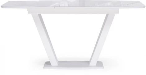 Стол на тумбе Woodville Петир 120(160)х80 ультра белый / белый / камень белый 517335