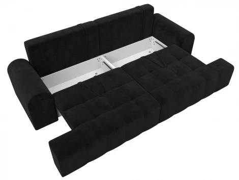 Диван прямой Лига-080 (ДСП/Пластик/Велюр/Черный) Лига Диванов 131119