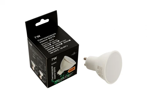 Лампочка светодиодная GU10 7W 220V полусфера белая 2700K SWG LB-GU10-MR16-7-WW
