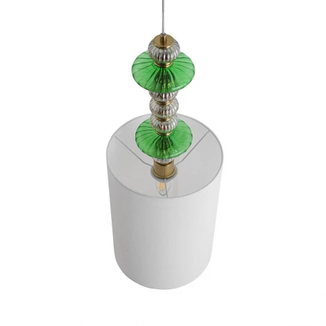 Подвесной светильник со стеклянным декором Lumion Ilmira 8337/1A бронза/белый/зеленый, металл/стекло/текстиль E27 60W 220V (на проводе)