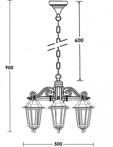 Уличный светильник подвесной Oasis Light PETERSBURG S 79870S/6/02 Gb (220V, на цепи, фонарь, IP44)