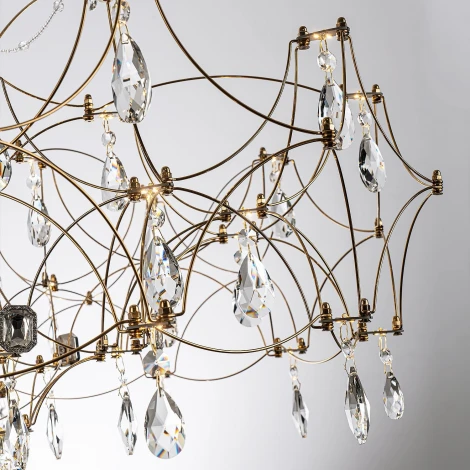 Подвесная люстра светодиодная хрустальная с пультом с регулировкой цветовой температуры Modelux MODELUX ML.7815.750P GD