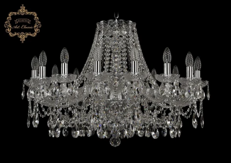 Подвесная большая люстра Art Classic 11.25 11.25.16.300.Cr.Sp (220V, хрусталь, на цепи, подсвечник, свеча)