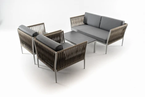 "Касабланка" лаунж-зона плетеная из роупа 4-местная, цвет серый 4SIS арт.УТ-00007286