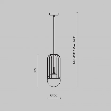 Подвесной светильник Maytoni Telford P362PL-01G (220V, на проводе, шар)