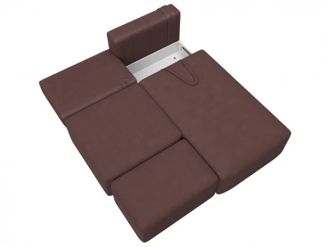 Диван угловой модульный с пуфом Лига-060 НПБ угол универсальный (ЛДСП,Брус,Фанера/Пластик/Замша/Бордовый) Лига Диванов 129689