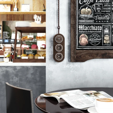 Выключатель на 4 положения двухклавишный Vintage (мокко матовый/хром) Werkel W5822052 (a058779)