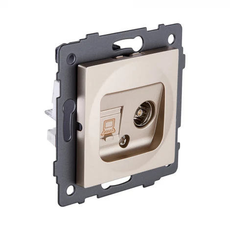 Розетка двойная TV (мама) + RJ45 золотой Kollinger REA-012GD для Aspekt, Eleganz, Reflex