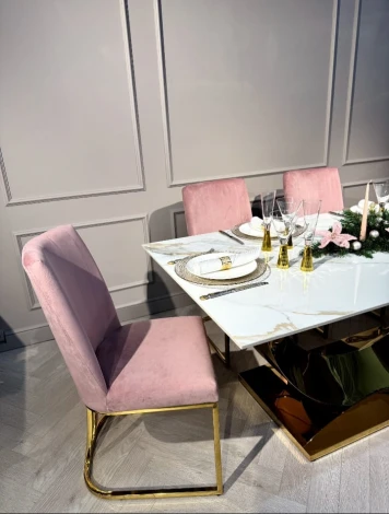 Стол обеденный IST-CASA Прайм IST-801, 180х90х76 см, жемчужный белый/золотой