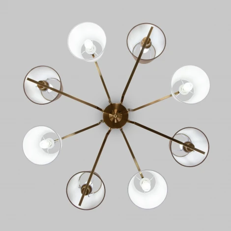 Потолочная люстра Wi-Fi на штанге Eurosvet Ozark 60149/8 латунь (220V, управление смартфоном, голосовое управление, умный дом - Minimir Home, Алиса, Маруся, Салют)