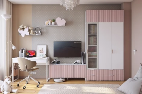 Зефир Тумба 115.01 Mebelson (ЛДСП,МДФ,Металл/Светлое дерево,Розовый) арт.UL.115-M.103.01.3095