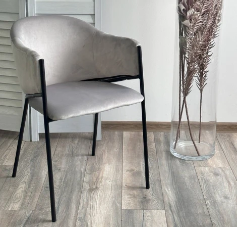 Стул M-City ДИЛЛ, цвет H-09 Светло-серый, велюр / черный каркас