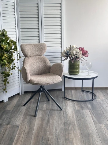 Стул ВАРДИ (VARDY) 360 град.поворот. бежевый букле XD841-06 / Серый, ®DISAUR M-City 64282