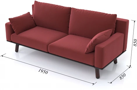 Диван Arsko прямой Колин орех велюр красный