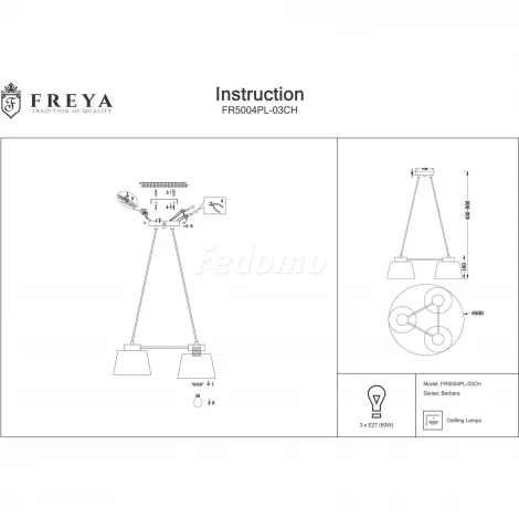 Подвесной светильник Freya Barbara FR5004PL-03CH (220V, на проводе, круглые)