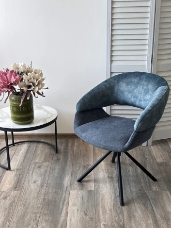 Стул M-City EMBER 360 град. поворот. 7525-56 Синий, велюр/ ENJOY-315 Синий, ткань/ Черный