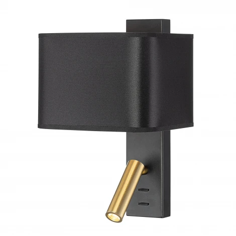Бра с черным абажуром и выключателем с подсветкой для чтения Citilux Dekart CL704481