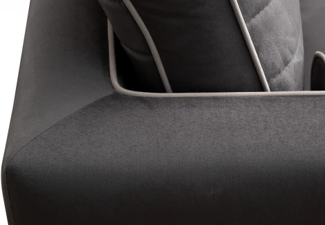 Диван Madrid Memory с кантом трехм. без мех.,велюр серый Colt1003+Colt030 Garda Decor арт.MADRID-Memory-Colt1003+Colt030