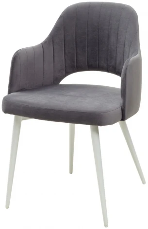 Стул FANTINE-LA СЕРЫЙ #27, велюр/ белый каркас