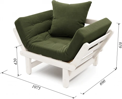 Кресло Arsko Сламбер беленый дуб зеленый велюр