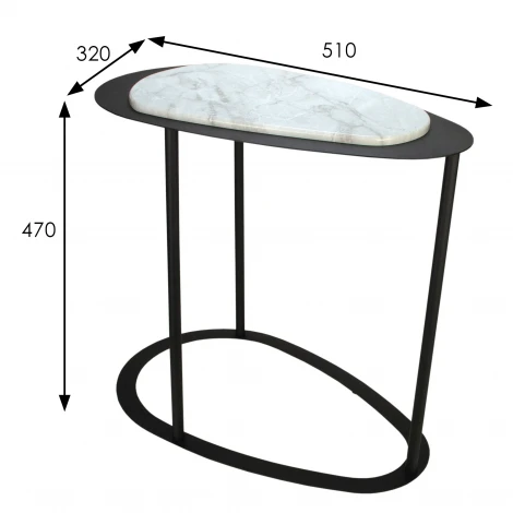 Стол журнальный МеталлАрт М024 белый мрамор/черный Mebelik 009495