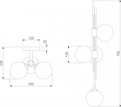 Бра Eurosvet Volver 50383/3 латунь (220V, шар)
