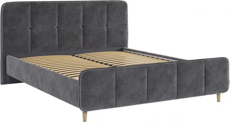 Кровать с основанием Грета 160х200 см Mebelson (ЛДСП,Ткань,Велюр/Серый) арт.KM1.6-22.2757