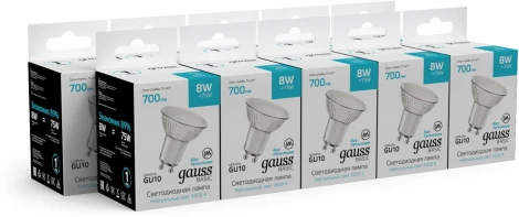 Лампочка светодиодная Gauss 10106282 MR16 8W 700lm 4000K GU10 LED