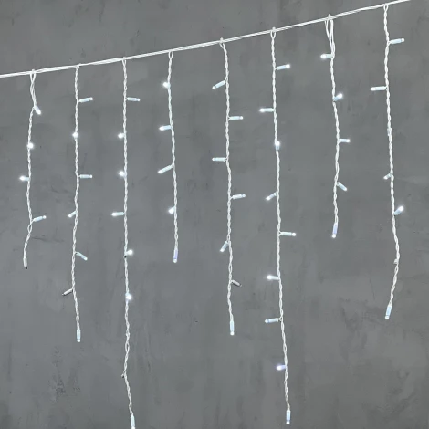 Гирлянда Бахрома 3,2 x 0,9 м белая с мерцанием белого диода 220В, 168 LED, провод белый каучук, IP65 Laitcom LL168BLW-8-2W