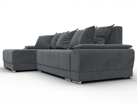 Диван угловой Лига-119 угол левый (ДСП,Брус,Фанера,ЛДС,Велюр/Светло-серый) Лига Диванов 137099L