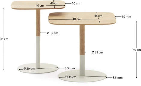 Журнальный стол La Forma (ex Julia Grup) Watse (Белый,Матовый/ Шпон дуба,Металл)