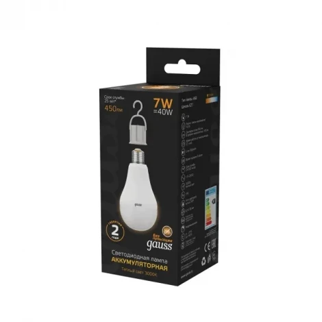 Лампочка светодиодная груша белая колба E27 7 Вт 450 lm 3000K теплое белое свечение Gauss 102402107