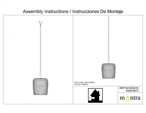 Подвесной светильник Mantra Dubai 9421 (1L)+8514