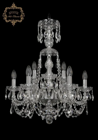 Подвесная люстра Art Classic 11.11 11.11.6+3.195.XL-67.Cr.Sp (220V, хрусталь, на цепи, подсвечник, свеча)