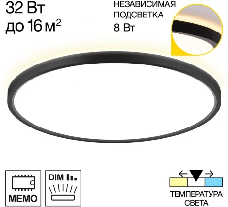 Настенно-потолочный светильник круглый светодиодный с подсветкой IP40 Citilux Norma CL748401 (220V, круглые)