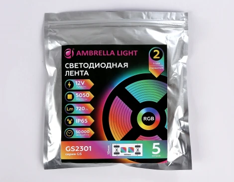 Светодиодная лента RGB Ambrella Illumination GS2301 5050 30Led 7.2W/m 12V IP65 5m