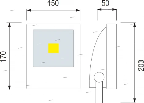 Прожектор уличный светодиодный Horoz, 1 плафон, черный с хромом и прозрачным