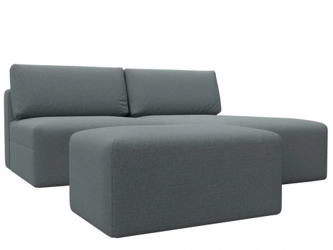 Диван угловой модульный с пуфом Лига-060 НПБ угол универсальный (ЛДСП,Брус,Фанера/Пластик/Рогожка/Серый) Лига Диванов 129700