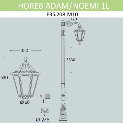 Наземный фонарь Fumagalli Noemi E35.208.M10.AXH27 (220V, IP55)