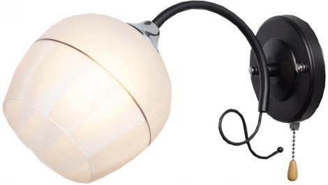 Бра Imex MD.3314-1-W BK+CH (220V, выключатель, шар)