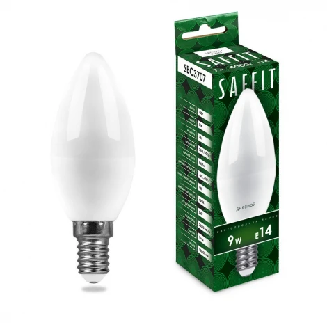 Лампа светодиодная Saffit SBC3709 55170 Свеча E14 9W 230V 6400K