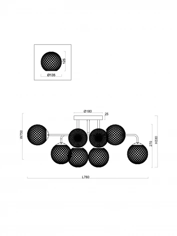 Потолочная люстра на штанге Freya Navel FR8016PL-08BBS