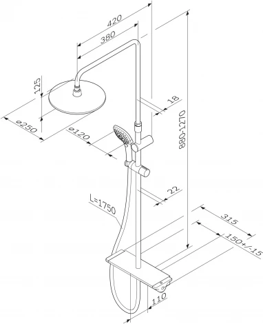 Душевая стойка Am.Pm Spirit V2.0 F0770A400 с термостатом