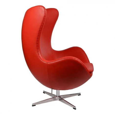 Кресло Egg Chair RedDeluxML035 база алюминий, кожа красная