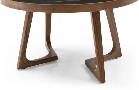 Стол журнальный ESF CT6082 (D80) черная керамика/орех/Керамика,Массив дерева