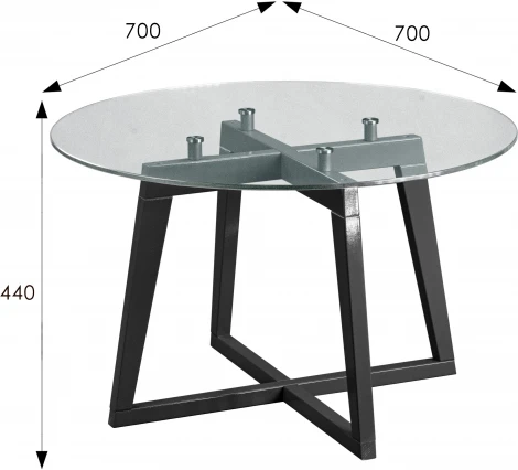 Стол журнальный Рилле 445 серый графит/стекло прозрачное (круг) от фабрики Mebelik