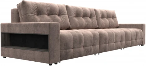 Диван прямой с полками Лига-053 НПБ Лонг Лига Диванов (Велюр) арт.128923