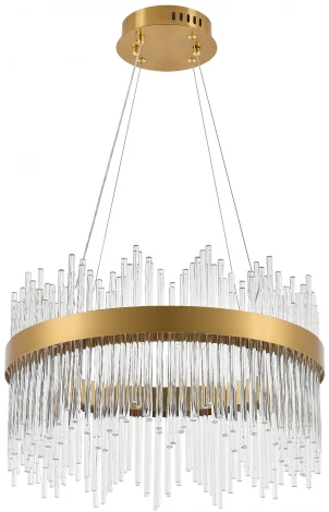 Подвесная люстра с таймером Natali Kovaltseva Smart Нимбы LED LAMPS 81260 (220V, хрусталь, пульт управления, управление смартфоном, на тросе, кольцо)